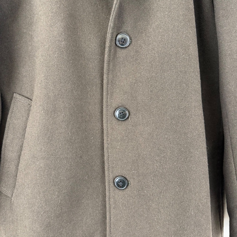 Zara Man Large Dark Academia Green Overcoat Quiet Luxury Wool Blend Coat - Picture 12 of 16
